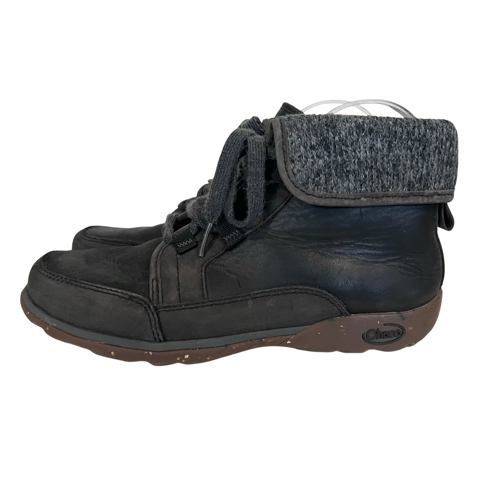 Chaco Barbary Waterproof Dark Gray Leather Boots Women Size 7.5